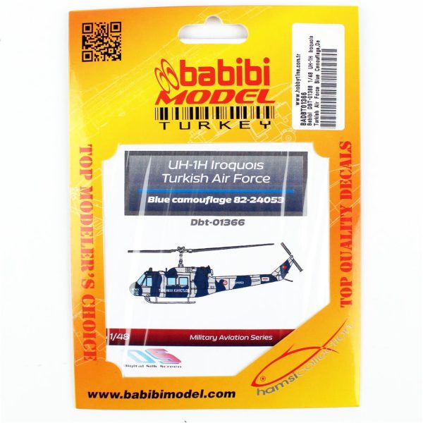 1/48 UH-1H Irak Türk Hava Kuvvetleri Mavi Kamuflajı Dekal Çıkartma, Babibi DBT-01366