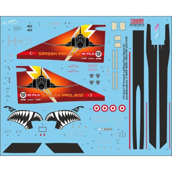 1/48 F-4E Terminator Şimşek Projesi Özel Boyama Dekal Çıkartma, Babibi DBT-01381 - Görsel 3