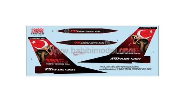 1/48 F-16 D Kobra Filo Özel Şema Dekal Çıkartma, Babibi DBT01275 - Görsel 2