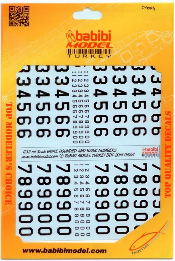 1/32 Türk Hava Kuvvetleri Rakam Seti Dekal Çıkartma, Babibi DDT01004