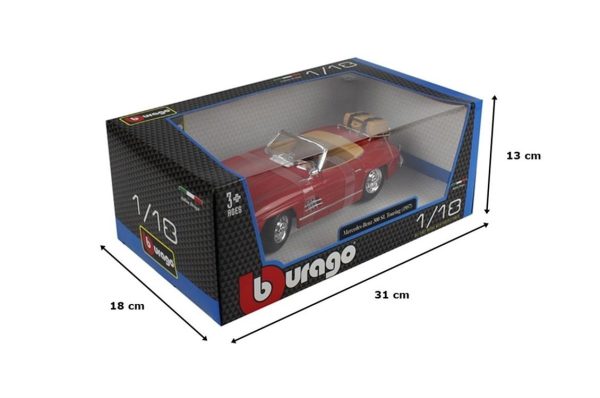 1/18 1954 Mercedes Benz 300SL Kırmızı Diecast Araba, Bburago 12047 - Görsel 5