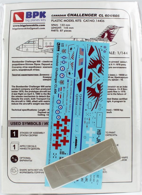 Big Planes Kits 14406 1/144 Canadair Challenger CL604/605 Yolcu Uçağı Plastik Model Kiti - Görsel 3
