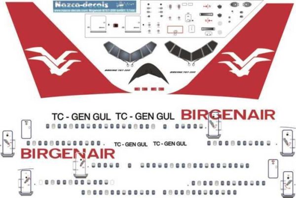 1/144 Birgenair B757, Nazca Decals Bır001 - Görsel 2