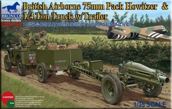 1/35 British Airborne 75mm Pack Howitzer a Maketi, Bronco Model 35163