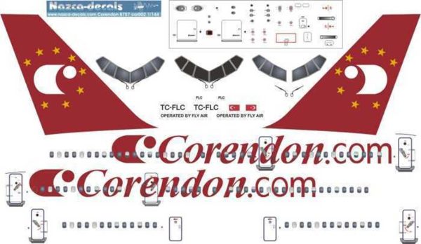 1/144 Corendon Flyair 757, Nazca Decals Cor002 - Görsel 2
