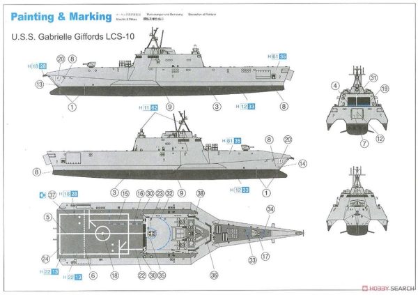 1/700 USS Gabrielle Giffords lCS-10 Savaş Gemisi ve NSM Füzeleri Maketi Seti, CyberHobby 7147 - Görsel 4