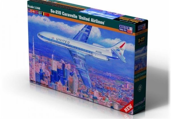 1/144 Se-210 United Airlines Yolcu Uçağı Maketi, Mister Craft D027