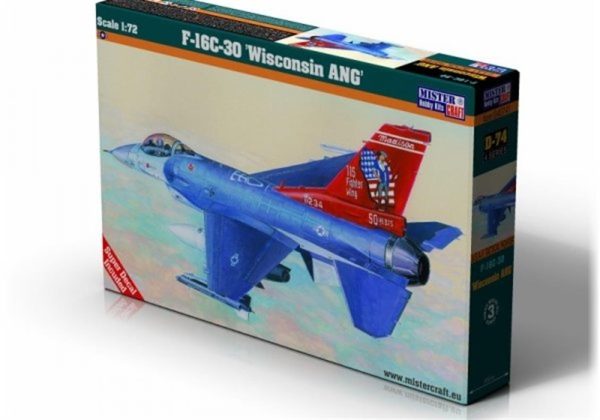 1/72 F-16C-30 (Wisconsin ANG) Savaş Uçağı Maketi, Mister Craft D074