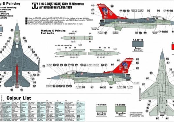 1/72 F-16C-30 (Wisconsin ANG) Savaş Uçağı Maketi, Mister Craft D074 - Görsel 2