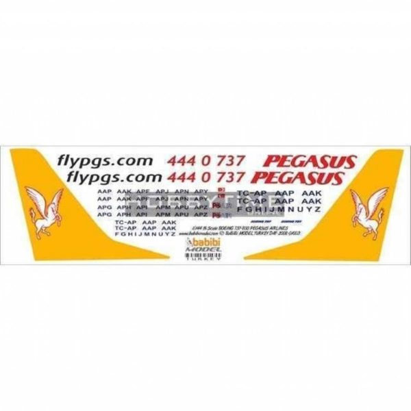 1/144 Pegasus Boeing 737-800 Dekal Çıkartma, Babibi DAT01003