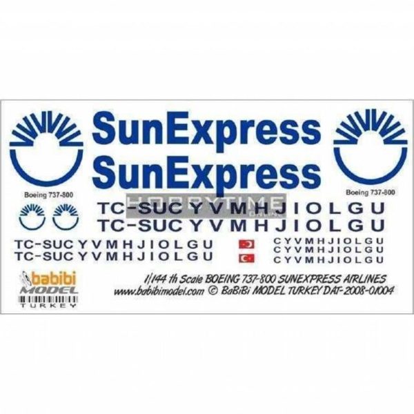 1/144 Sun Express Boeing 737-800 Dekal Çıkartma, Babibi DAT01004