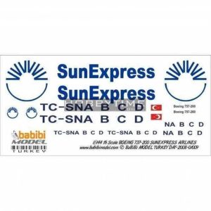 1/144 Sun Express Boeing 737-200 Dekal Çıkartma, Babibi DAT01009