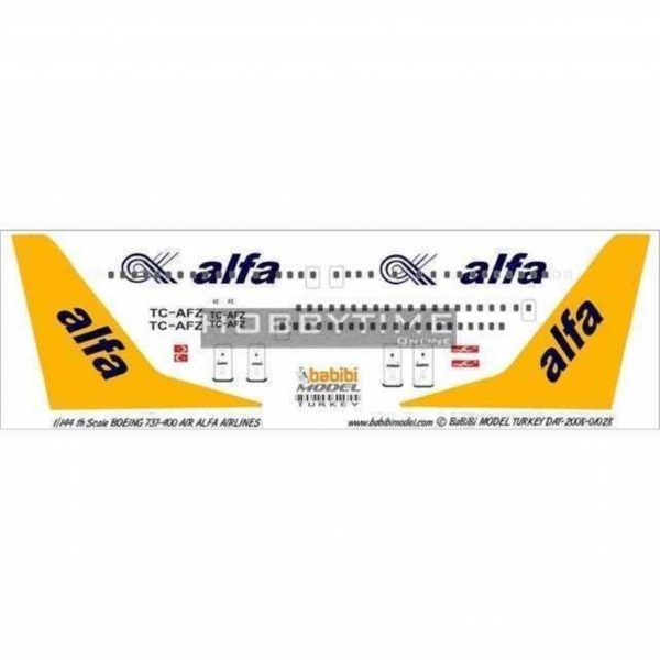 1/144 Air Alfa Boeing 737-400 Dekal Çıkartma, Babibi DAT01028