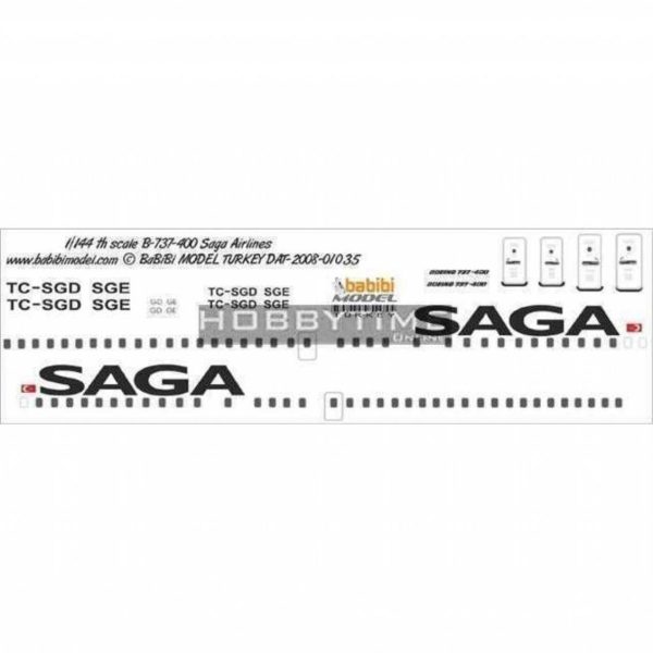 1/144 Saga Airlines Boeing 737-400 Dekal Çıkartma, Babibi DAT01035