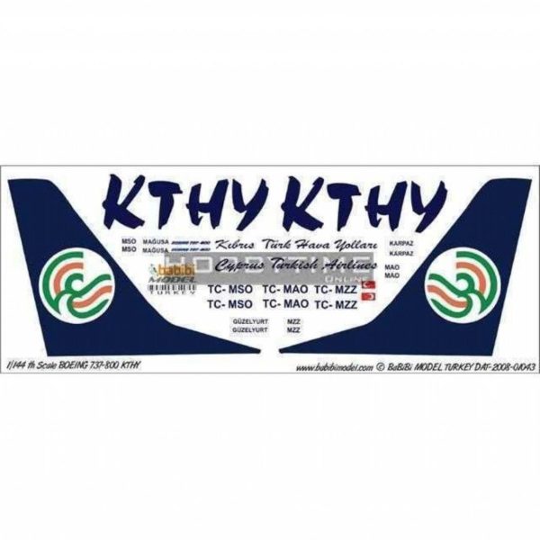 1/144 Kthy Boeing 737-800 Dekal Çıkartma, Babibi DAT01043