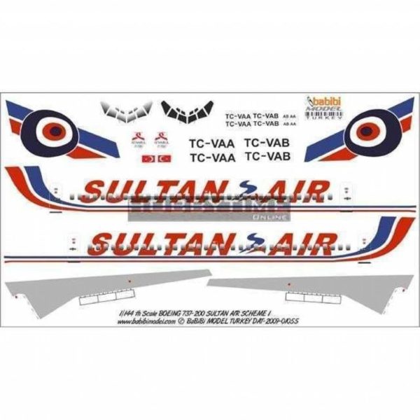 1/144 Sultan Air Boeing 737-200 Dekal Çıkartma, Babibi DAT01055