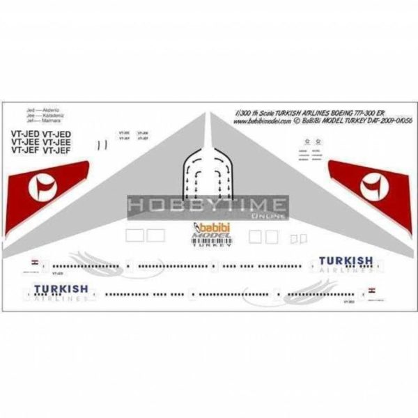 1/300 Thy Boeing 777-300ER Dekal Çıkartma, Babibi DAT01056