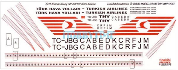 1/144 Thy Boeing 727-200 Retro Dekal Çıkartma, Babibi DAT01058 - Görsel 2