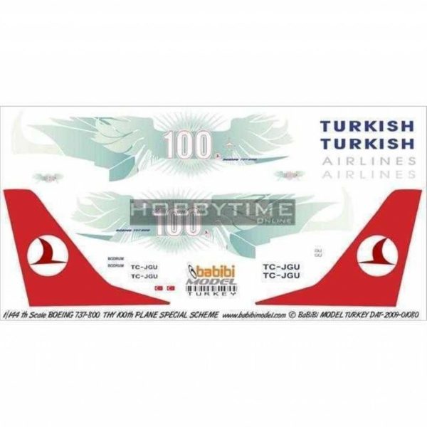 1/144 Thy Boeing 737-800 100.Yıl Dekal Çıkartma, Babibi DAT01080
