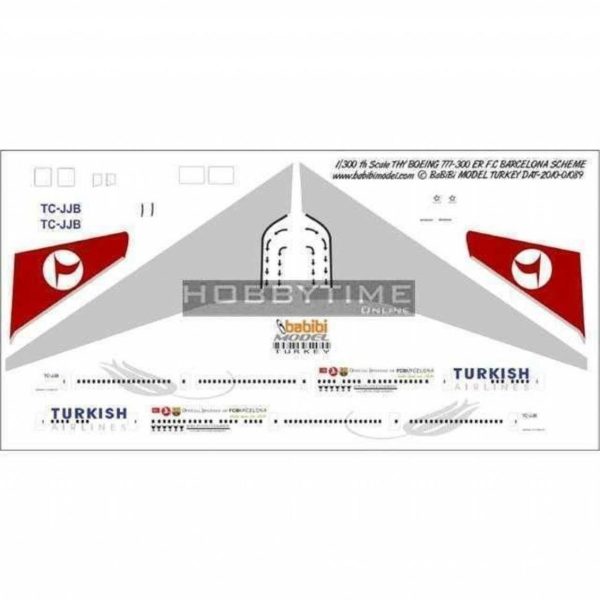 1/300 Thy Boeing 777-300 Barcelona Special Dekal Çıkartma, Babibi DAT01089