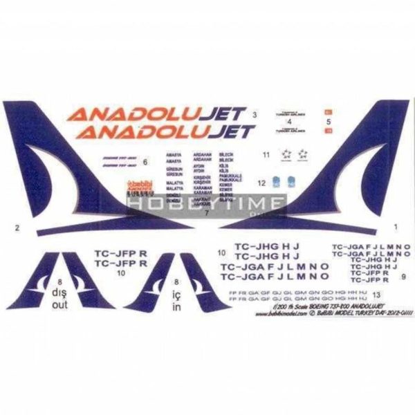 1/200 Anadolu Jet Boeing 737-800 Dekal Çıkartma, Babibi DAT01111