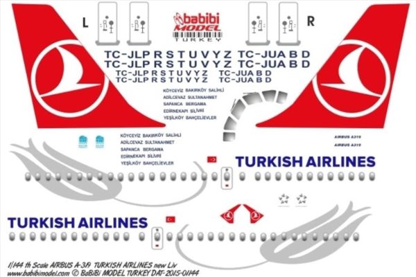 1/200 Thy Airbus A319 Dekal Çıkartma, Babibi DAT01145