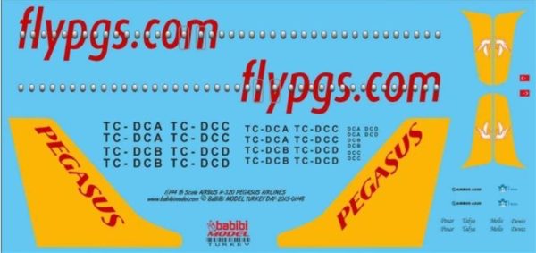 1/144 Pegasus Airbus A320 Dekal Çıkartma, Babibi DAT01148