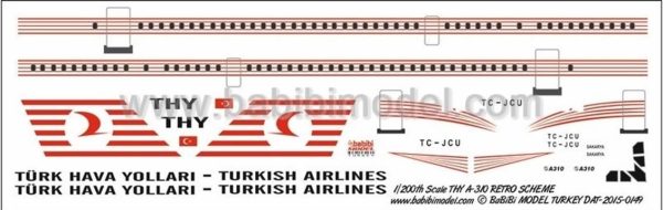 1/200 Thy Airbus A310 Retro Şema Dekal Çıkartma, Babibi DAT01149 - Görsel 2