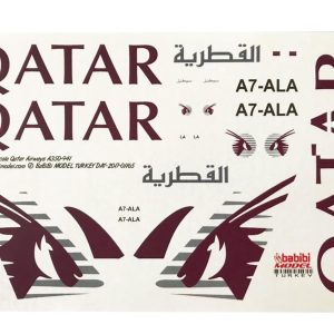1/144 Qatar Airlines Airbus A350 Dekal Çıkartma, Babibi DAT01165