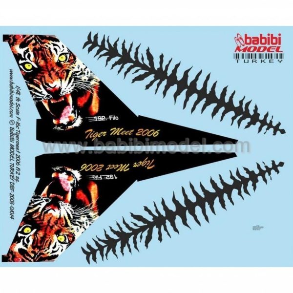 1/72 F-16 C Tigermeet 2006 Dekal Çıkartma, Babibi DBT01001