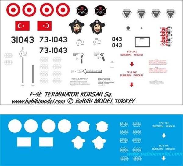 1/48 F-4 Korsan Terminatör Dekal Çıkartma, Babibi DBT01006