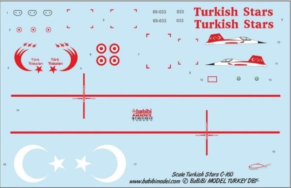 1/72 Transall C-160D Türk Yıldızları Dekal Çıkartma, Babibi DBT01021