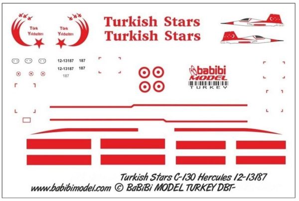 1/72 C-130 Hercules Türk Yıldızları Dekal Çıkartma, Babibi DBT01027