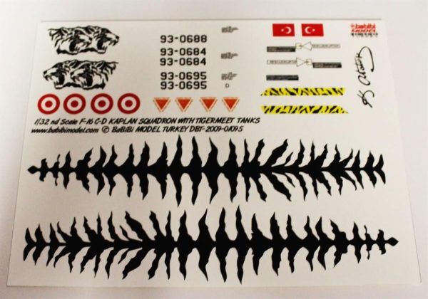 1/32 F-16 C/D 192.Kaplan Filo Dekal Çıkartma, Babibi DBT01095