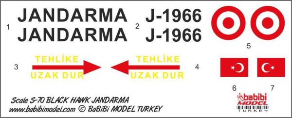 1/48 S-70 Jandarma Dekal Çıkartma, Babibi DBT01224