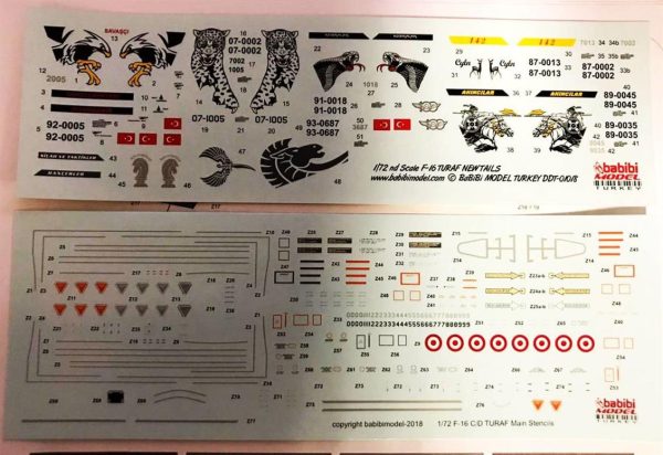 1/72 F-16 Stencil 30-40-50-50M-50+ Yeni Dekal Çıkartma, Babibi DDT01018