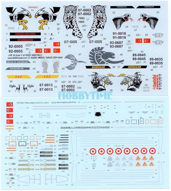 1/48 Turaf F-16 Filolar Karışık Dekal Çıkartma, Babibi DDT01019 - Görsel 2