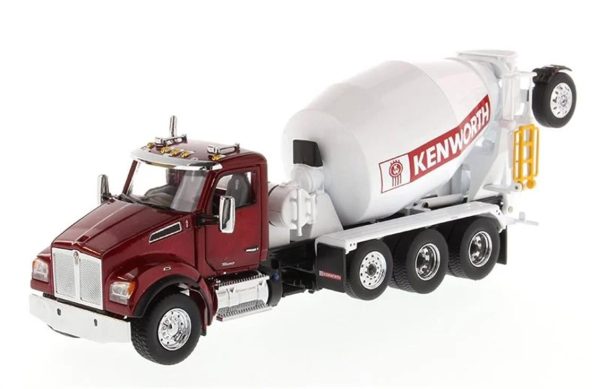 1/50 Kenworth T880 SBFA 3 akslı Çimento Mikseri Kırmızı Diecast, Diecast Masters 71062