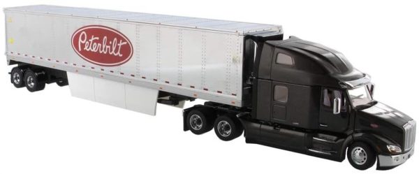 1/50 Peterbilt 579 UltraLoft Kabinli Çekici ve Soğutuculu Dorse Siyah Sergilemeye Hazır Metal Mo, Diecast Masters 71071 - Görsel 2