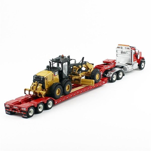 1/50 International HX520 Kırmızı Çekici + XL 120 Dorse ve Cat 12M3 Grayder Sergilemeye Hazır Meta, Diecast Masters 85598 - Görsel 4