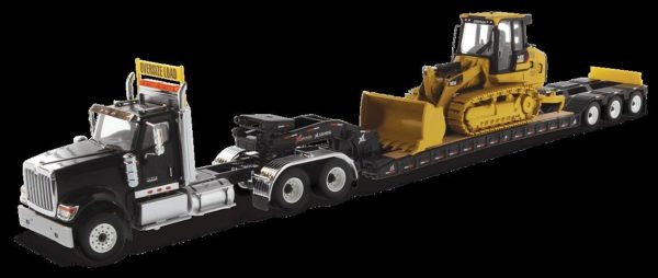 1/50 International HX520 Siyah Çekici + XL 120 Dorse ve Cat 963K Dozer Sergilemeye Hazır Metal Mo, Diecast Masters 85599