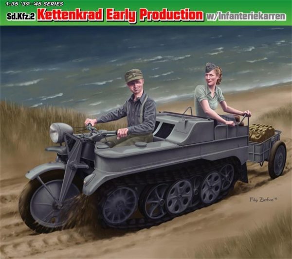 1/35 Sd.Kfz.2 Kettenkrad Paletli Motosiklet ve Çekici Maketi, Dragon 6341