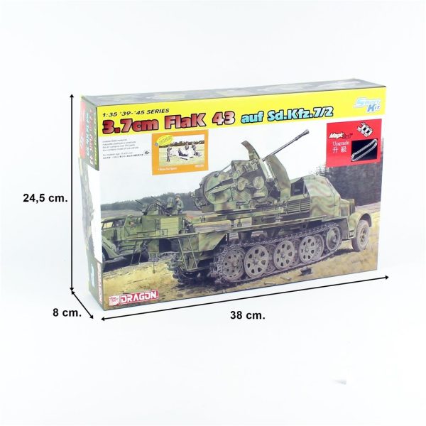 1/35 Sd.Kfz.7 w/3.7cm FlaK 43 Uçaksavar Kamyonu Maketi, Dragon 6553 - Görsel 4