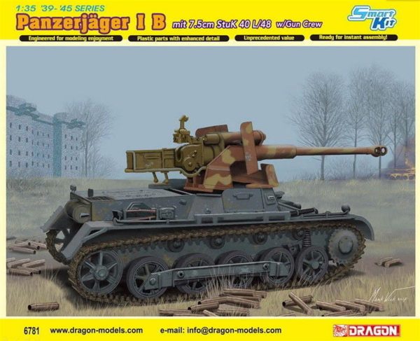1/35 Panzerjager I B Tank (with StuK 40 L/48) Maketi, Dragon 6781