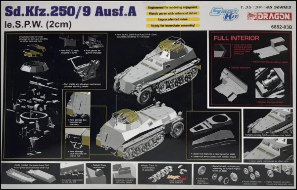 1/35 Sd.Kfz.250/9 Ausf.A le.S.P.W. (2cm) Yarı Paletli Askeri Araç Maketi, Dragon 6882 - Görsel 2