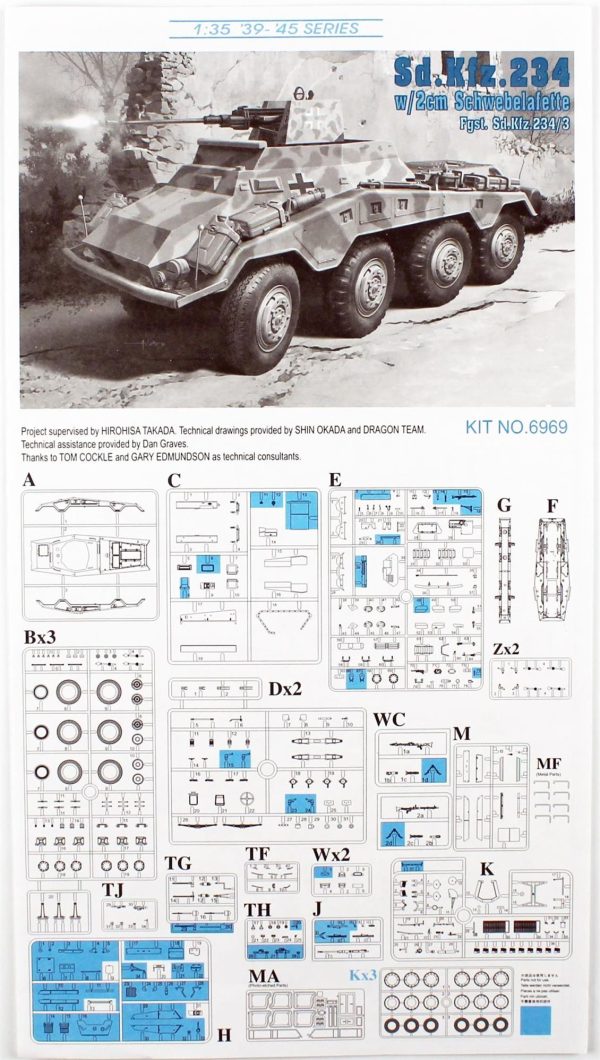 1/35 Sd.Kfz. 234/3 w/2cm Amfibik Hafif Zırhlı ve 2 cm. Topu Maketi, Dragon 6969 - Görsel 3