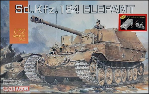 1/72 Sd.Kfz.184 Elefant (with Kubelwagen & bike) Tankı Maketi, Dragon 7515