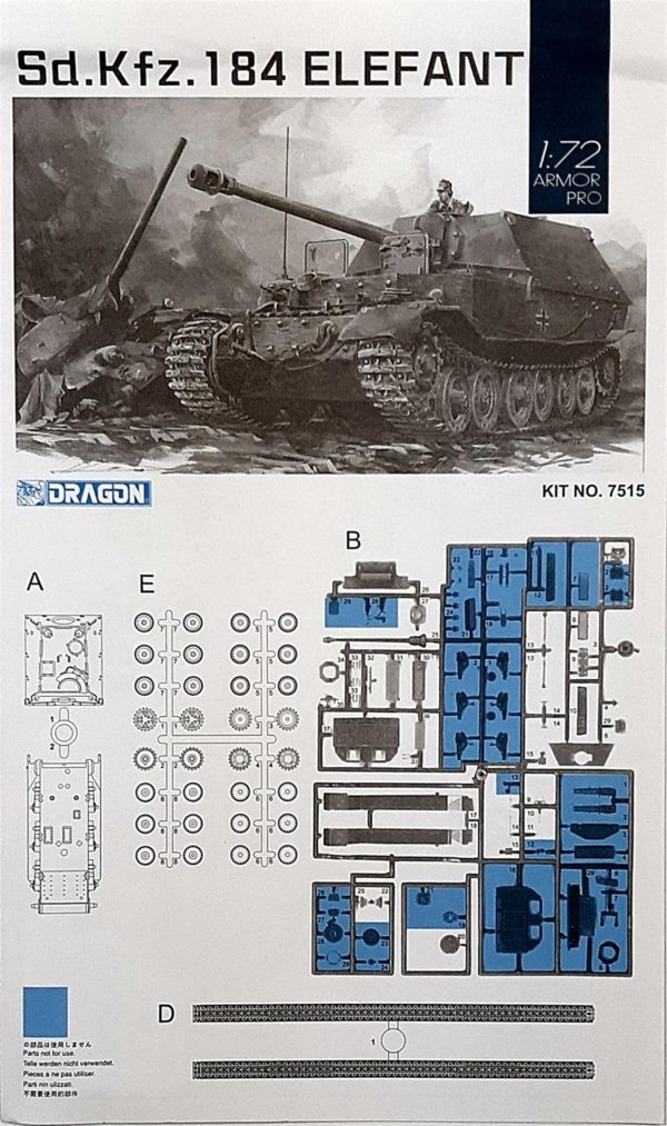 1/72 Sd.Kfz.184 Elefant (with Kubelwagen & bike) Tankı Maketi, Dragon 7515 - Görsel 2