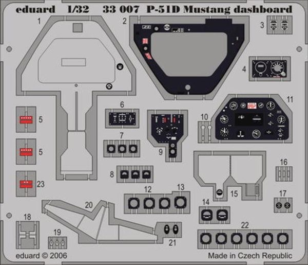1/32 P-51D Dashboard For Hasegawa Mak, Eduard 33007