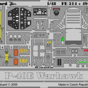 1/48 P-40E For Hasegawa Maket Detay S, Eduard 49314